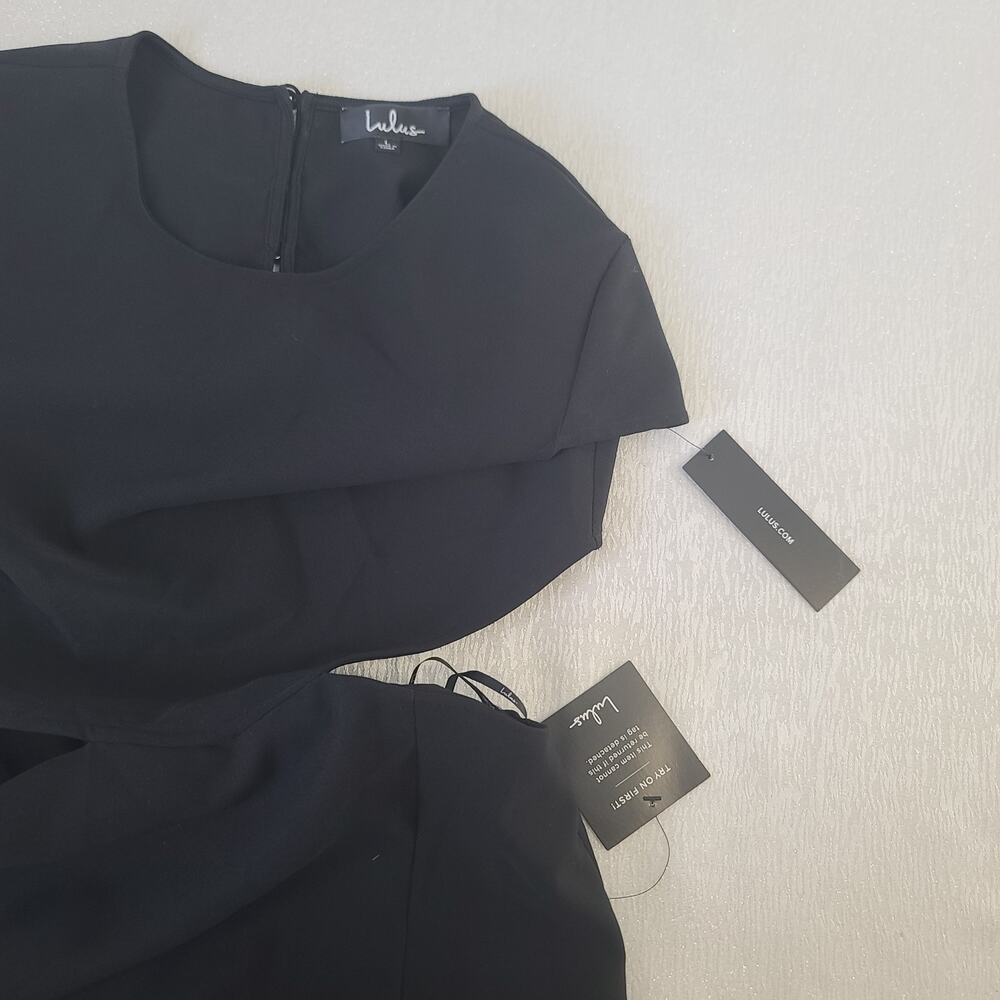 Lulus Conversation Piece gown women's black maxi dress Sz Large Formal Black Tie - Picture 10 of 12